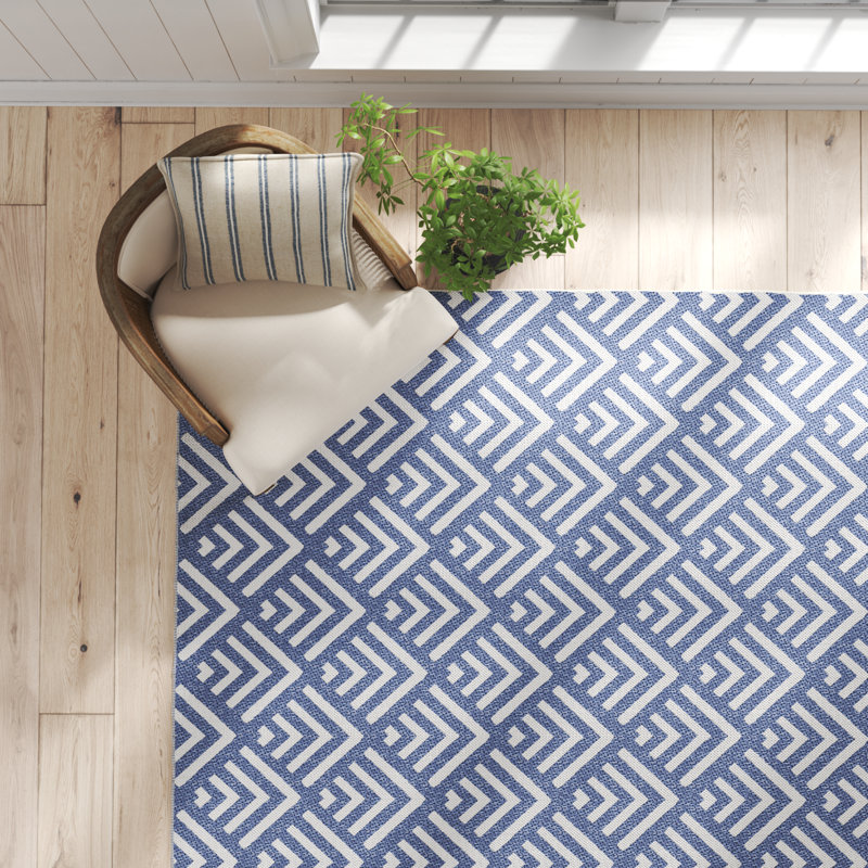 Aslan Blue/White Indoor/Outdoor Rug & Reviews Birch Lane
